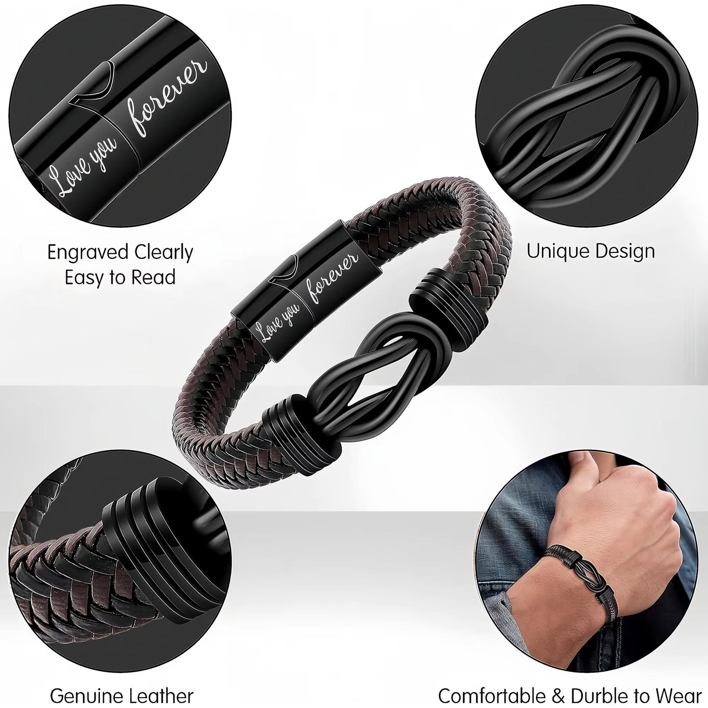 Valentine'S Day Gifts for Him, Birthday Gifts for Man, to My Man Gift Bracelets for Man Leather Bracelets for Boyfriend Husband,