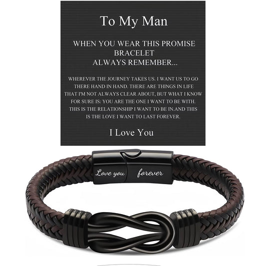Valentine'S Day Gifts for Him, Birthday Gifts for Man, to My Man Gift Bracelets for Man Leather Bracelets for Boyfriend Husband,