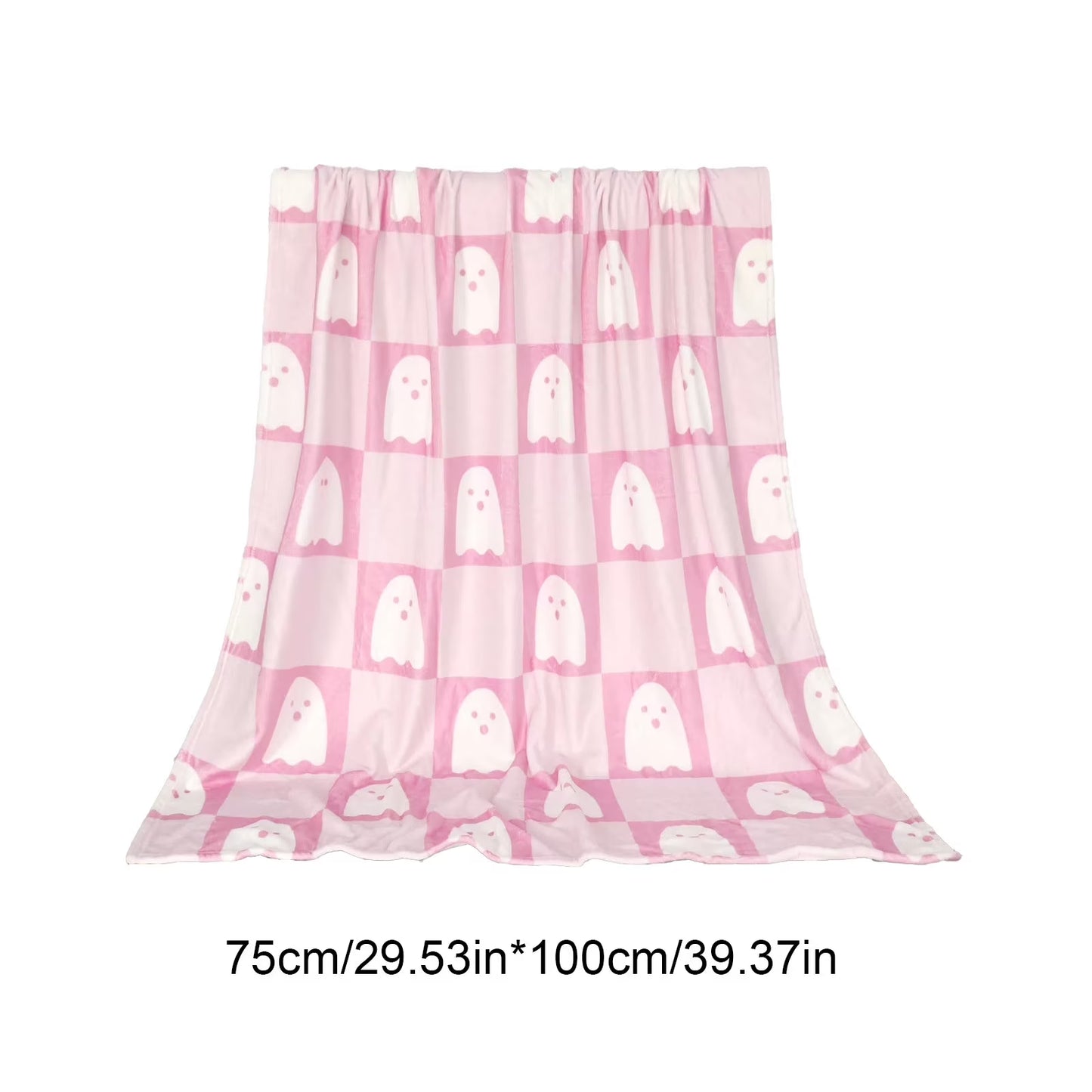 Fall Halloween Throw Blanket Cute Flannel Blankets Ghost Halloween Decorations, Lightweight Soft Warm Cozy Blanket for Bed Sofa Livingroom Chair Car Travel Pet Party Gifts, 30 X 40"