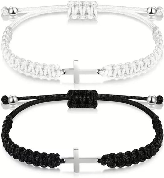 2PCS Matching Bracelets for Couple Friends, Adjustable Handmade Braided Rope Classic Jewelry Set, Friendship Bracelets Gifts for Men Women